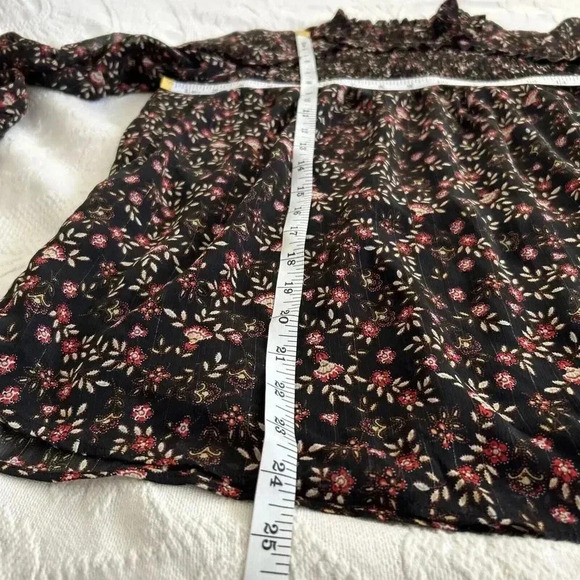 Daniel Rainn Black Floral Metallic Long Sleeve Sheer Layered Blouse Size PS - Picture 3 of 13